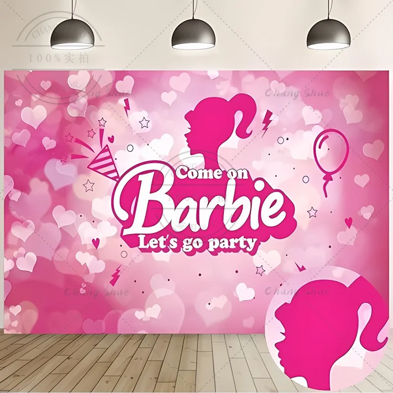 BarbIEe Party Backdrop Pink Photography Background Glamour Girl Ladies Birthday Parties Banner Cake Table Decoration Decoration