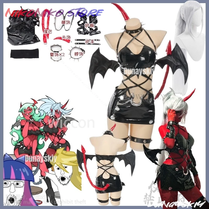 

Anime PANTY & STOCKING With GARTERBELT Cosplay Kneesocks Costume Sexy PU Tight Nightclub Queen Patent Leather Demon Halloween