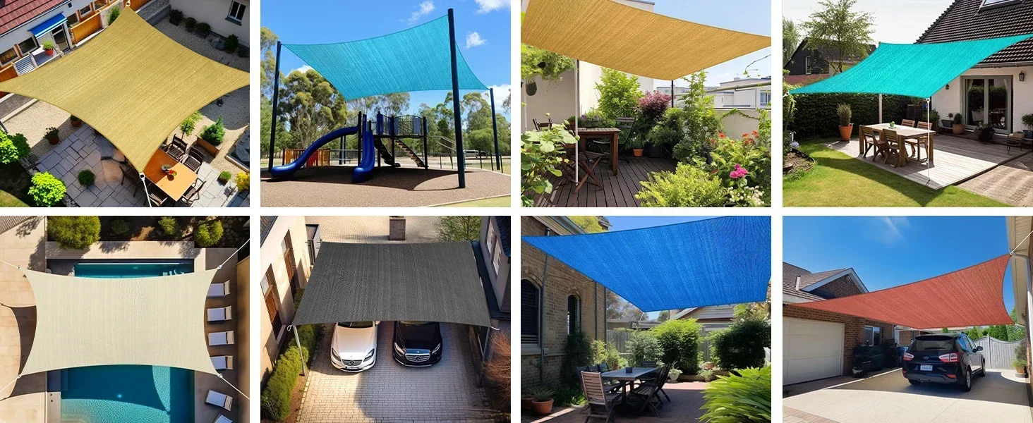 Hot sales Sun Shade Sail Rectangular Curved Canopy 24'X24' Sail Shade Dark Grey Sun Shades Permeable