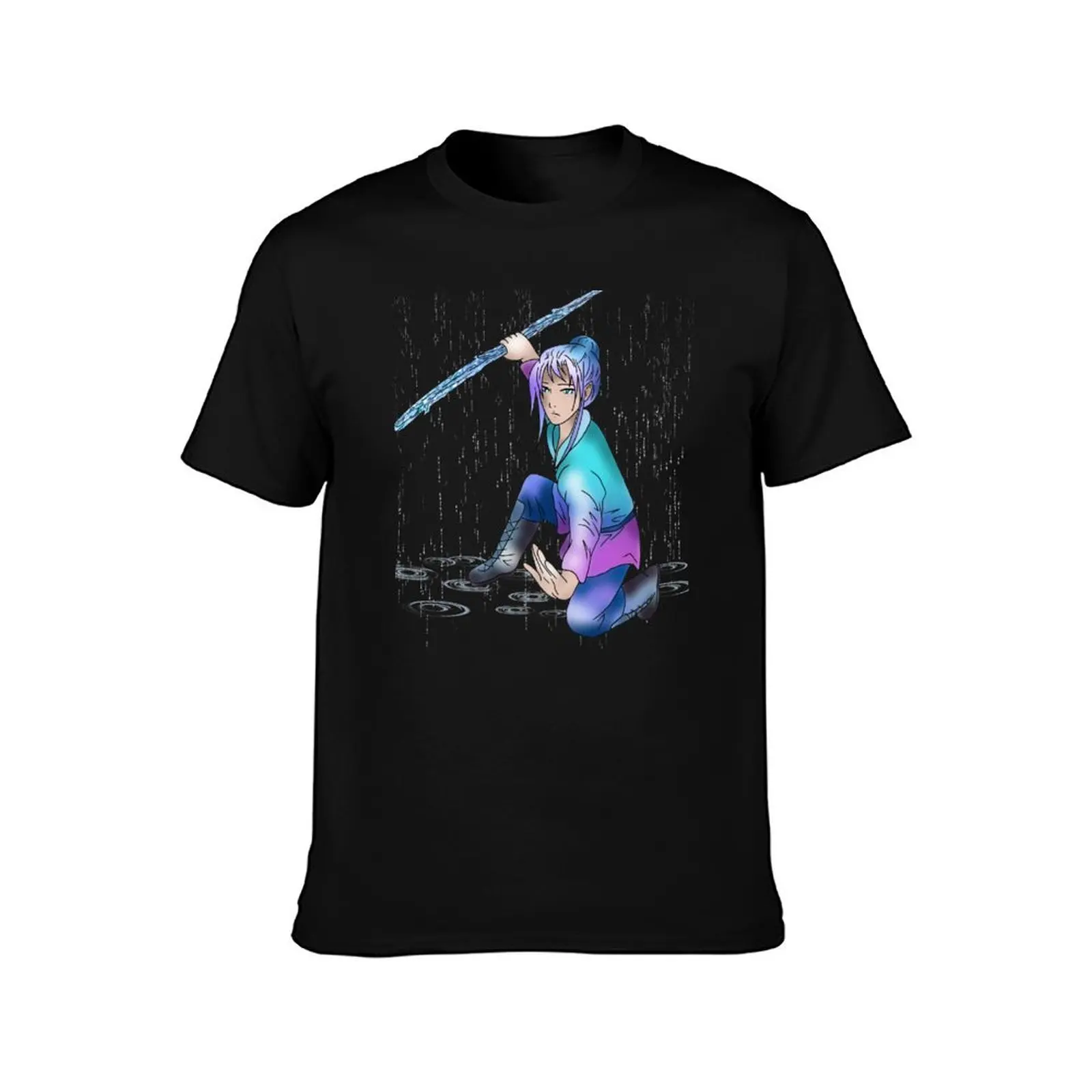 Kung fu druid in the rain T-Shirt Basic Short Sleeve Cotton Blend T-Shirt