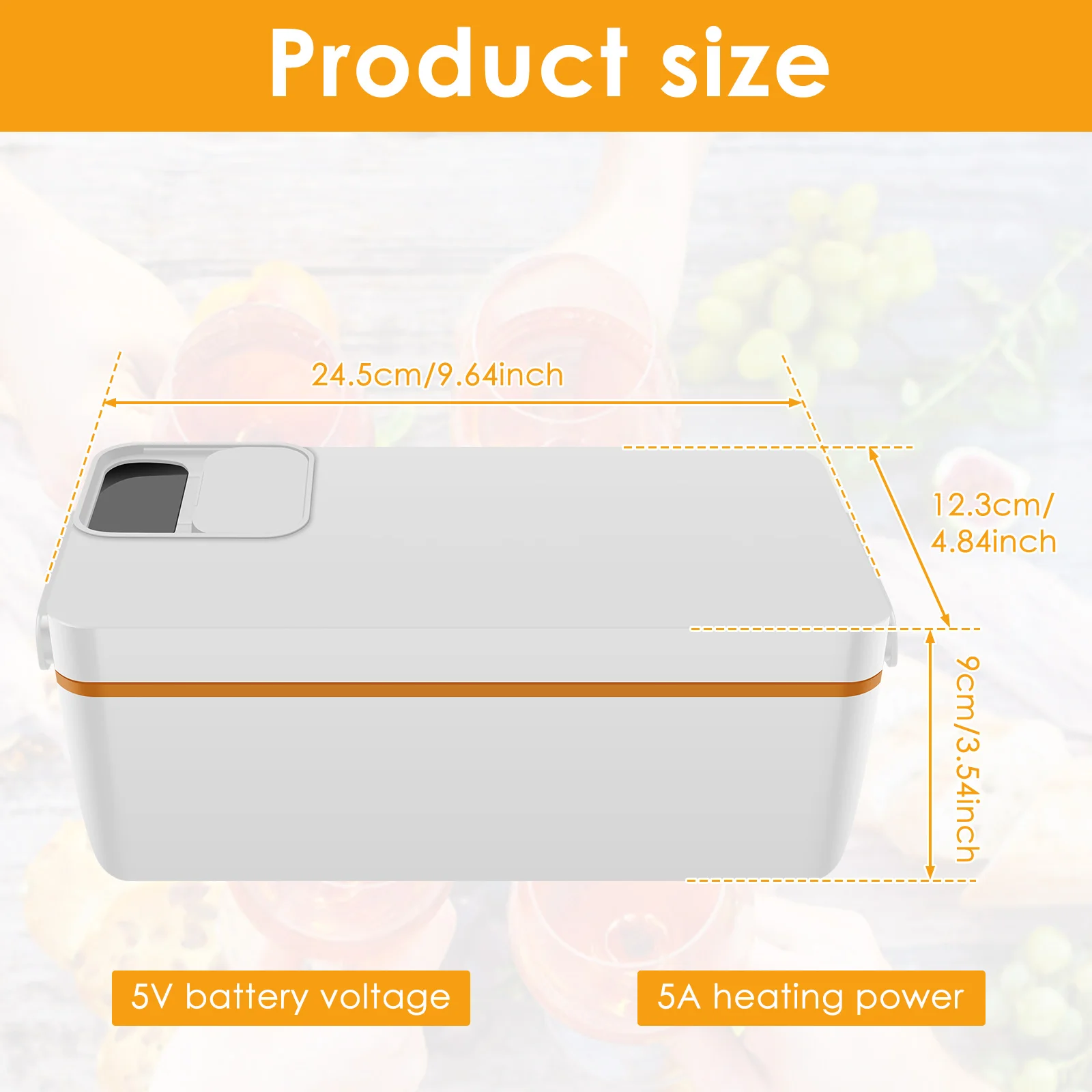 Electric Food Box 1L Capacity Cordless Heated Food Box Leakproof Food Warmer 40W Portable Electric Food Box with Insulated Bag