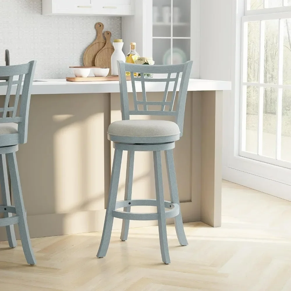 

Fairfox Wood Bar Height Swivel Stool With Rectangular Lattice Back Chair Blue Wire Brush Barstool Chairs Furniture Stools