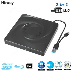 Unidad Blu-ray externa USB 3,0, reproductor de quemador óptico BD/DVD/CD-+ RW Compatible con Windows MacOS para MacBook, ordenador portátil de escritorio