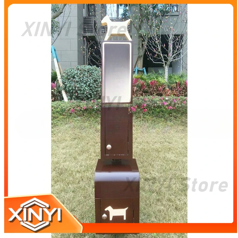 For Community Pet Poop Trash Can Park Dog Waste Collection Box Metal Poop Picker Dispenser with Bag Holder