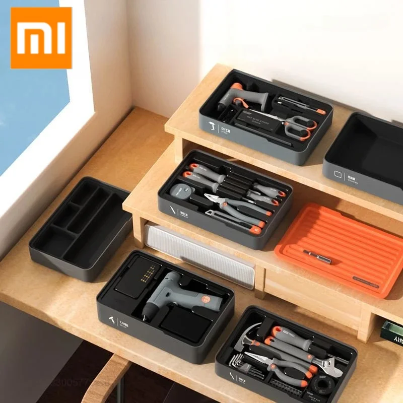 xiaomi deli conjunto de ferramentas laminado multifuncional ferramentas manuais de manutencao domestica pecas de material caixas de armazenamento chave pcs 13 pcs 34 pcs 01