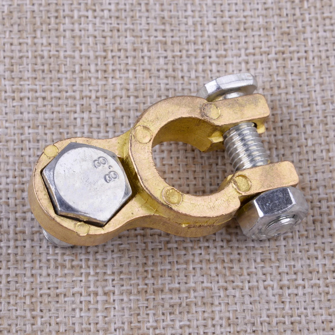 1 Pair Marine Car Boat RV M10 Brass Battery Terminal Connectors Clamp Pole Brush Set