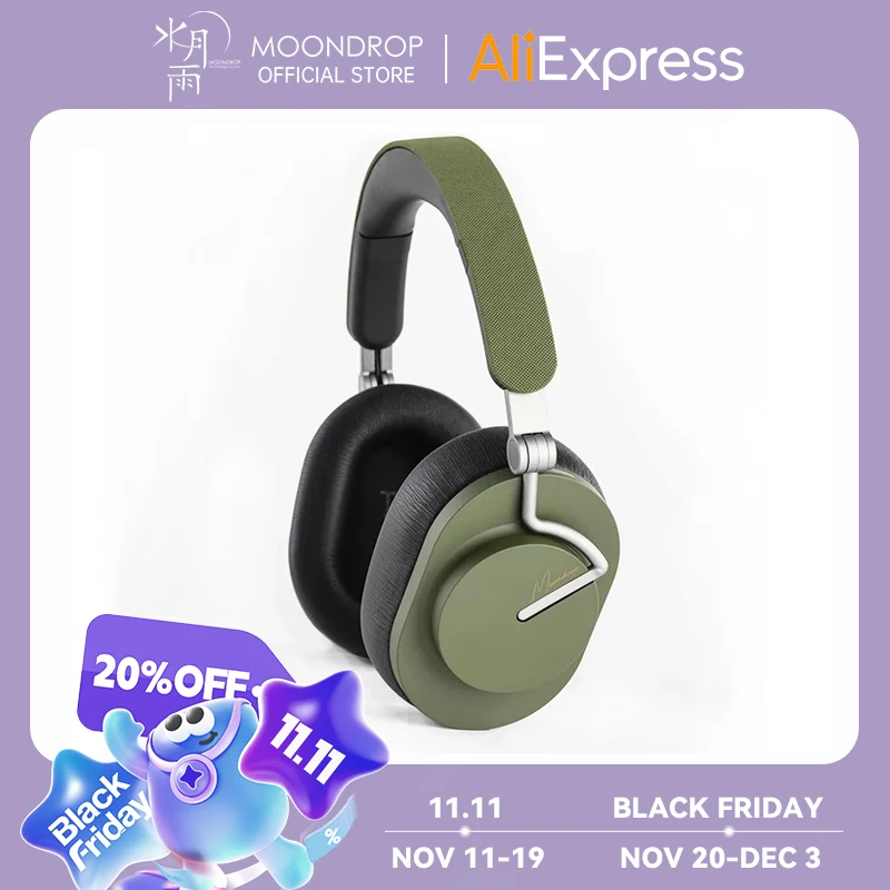 Moondrop edge portátil de alta fidelidade sem fio anc fone de ouvido grande 40mm driver dinâmico de baixa distorção bluetooth 5.4 ldac fone de ouvido