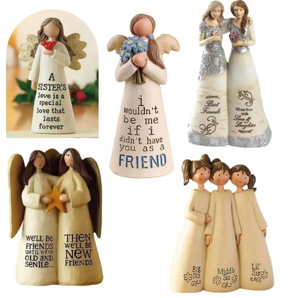 Figurine Celebrating Friendship Room Home Decor Resin Angel Statue Sister Friend Decoration Valentines Day Gift