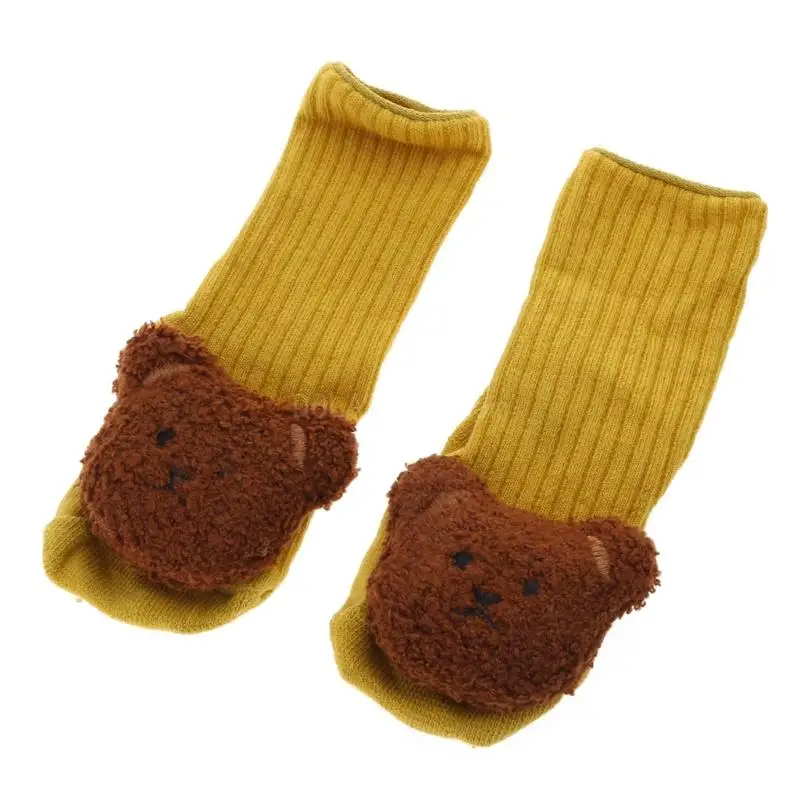 Anti Skid Cotton Socks for Kids Bear Decor Non Slip Floor Shoes Soft and Comfortable Socks for 0-1T Boys Girls