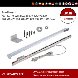 SINO 0.001mm Optical Grating Ruler Sensor Linear Scale For DRO Lathe Milling Machine TTL 70mm ~ 470mm KA300 1um