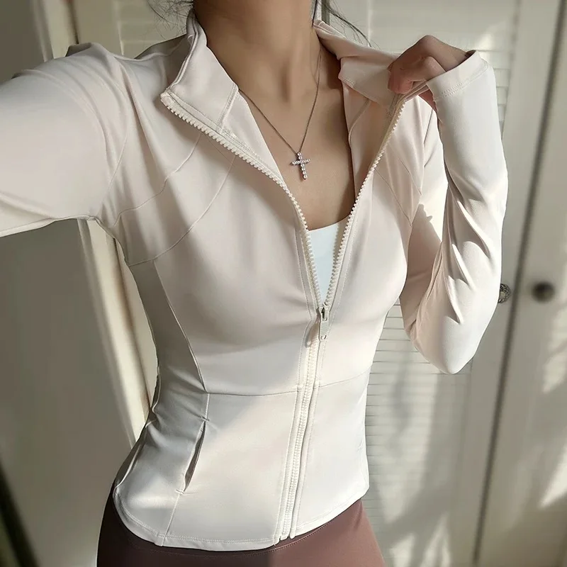 Women's Slim Fit Breathable Yoga Fitness Jacket, Professional Running Sports, Long Sleeve Top for Slimming Effect, Autumn image 3