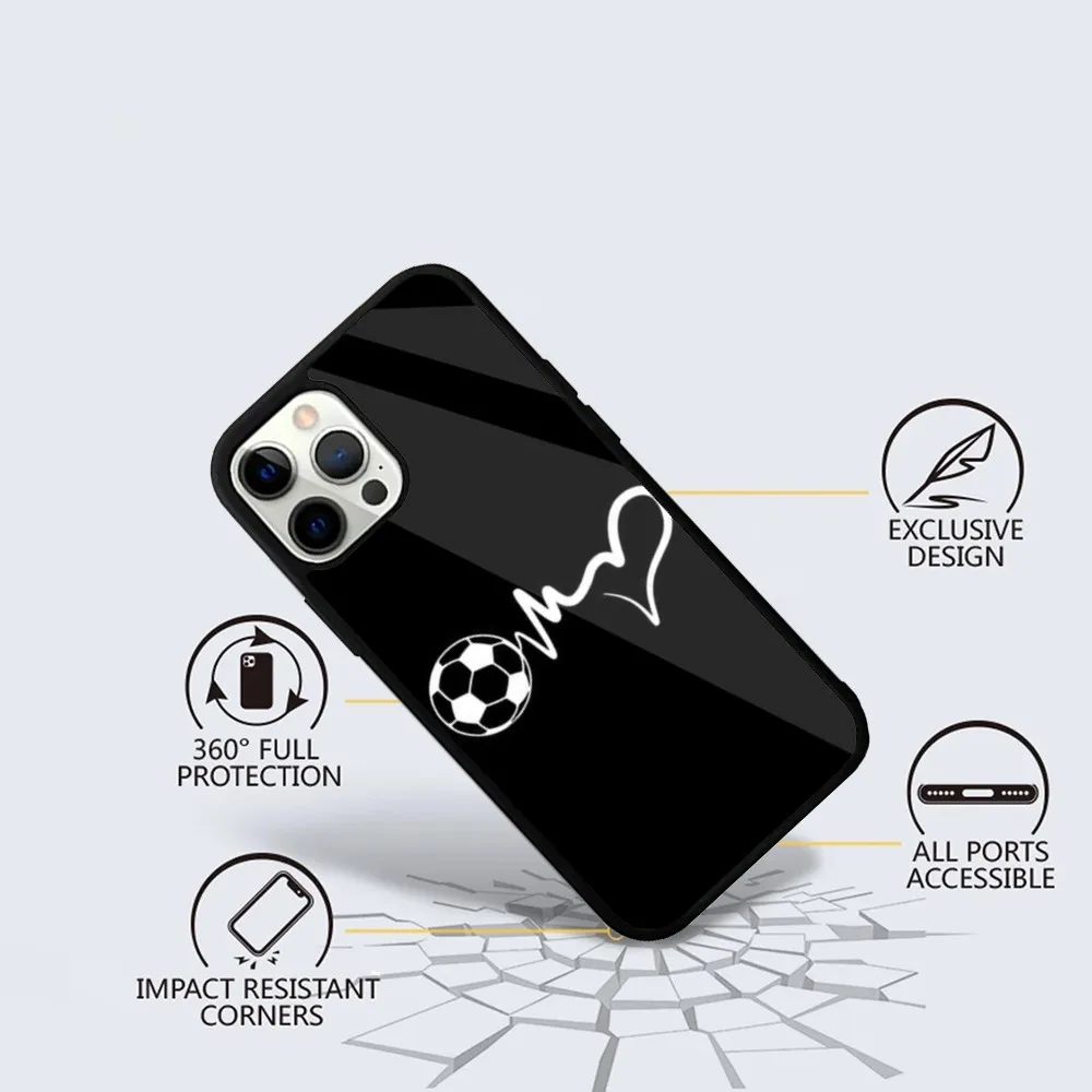 Football Heart Beat Phone Case For iPhone 15,14,13,12,11,Plus,Pro,Max Mini Magsafe Magnetic Wireless Charging