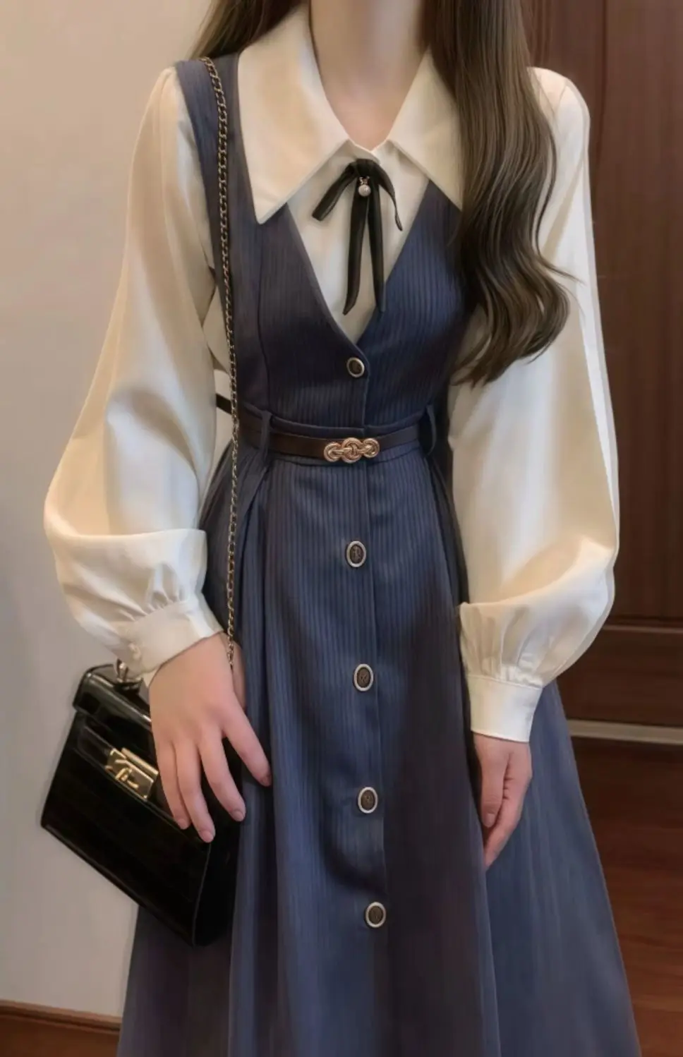 

Japan Jk Suit Trendy Japanese College Style Dress Female Student Versatile Waist Slimming Mid-Length Tank Top Shirt