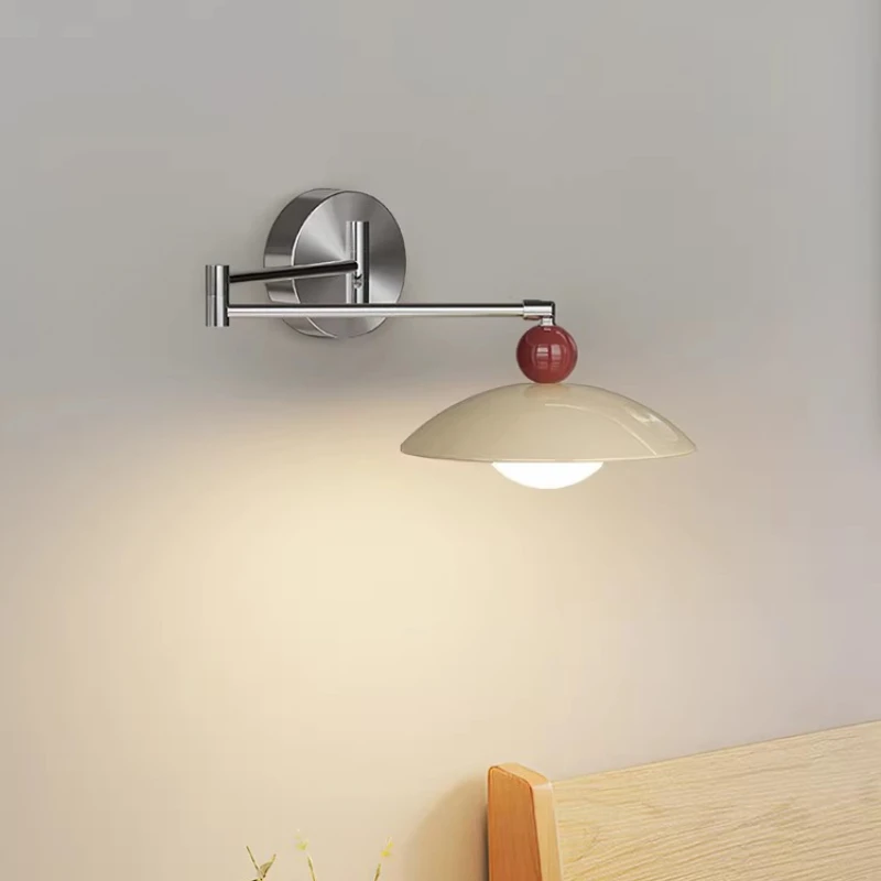 Bauhaus UFO Bedside Wall Lamp Adjustable Swing Arm Light for Sofa Background Versatile Living Room and Bedroom Fixture