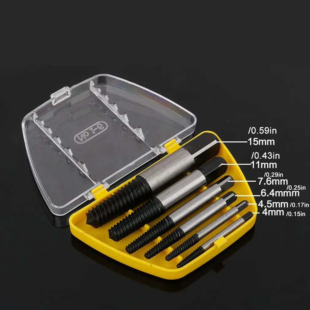 Imagem -02 - Removedor de Parafuso Quebrado Danificado Extrator Brocas Peças Aço Durável Fácil Fora Removedor Centro Broca Danificado Parafusos Removedor Ferramenta