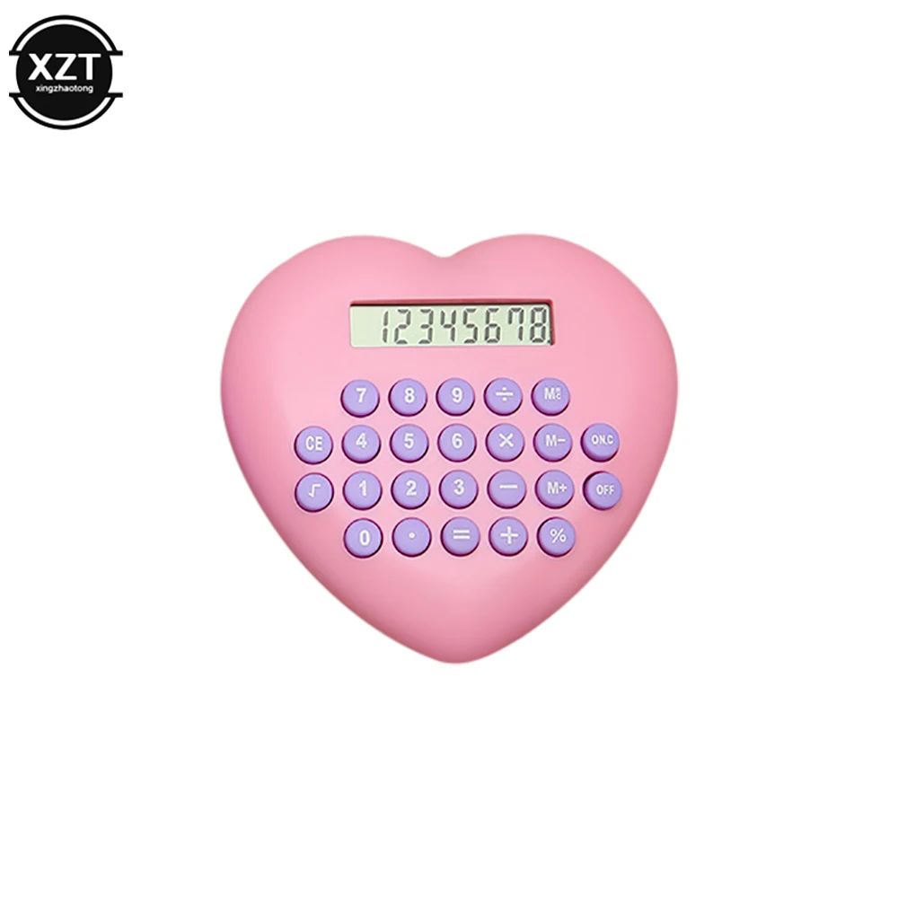 New Multi-function 8-bit Calculator Creative Love Computer Font Clear Plastic Keys Student Supplies Wholesale Cute Calculator