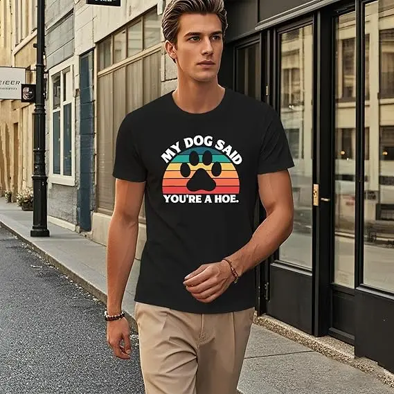 �Mein Hund hat gesagt: Du bist eine Schlampe“ – Grafik-T-Shirt für Damen und Herren, Y2K, lustig, „Don't Let The Old Man in Us“-Flaggen-Spruch-T-Shirt, Neuheit, Geschenk, Oberteile – Detail 3