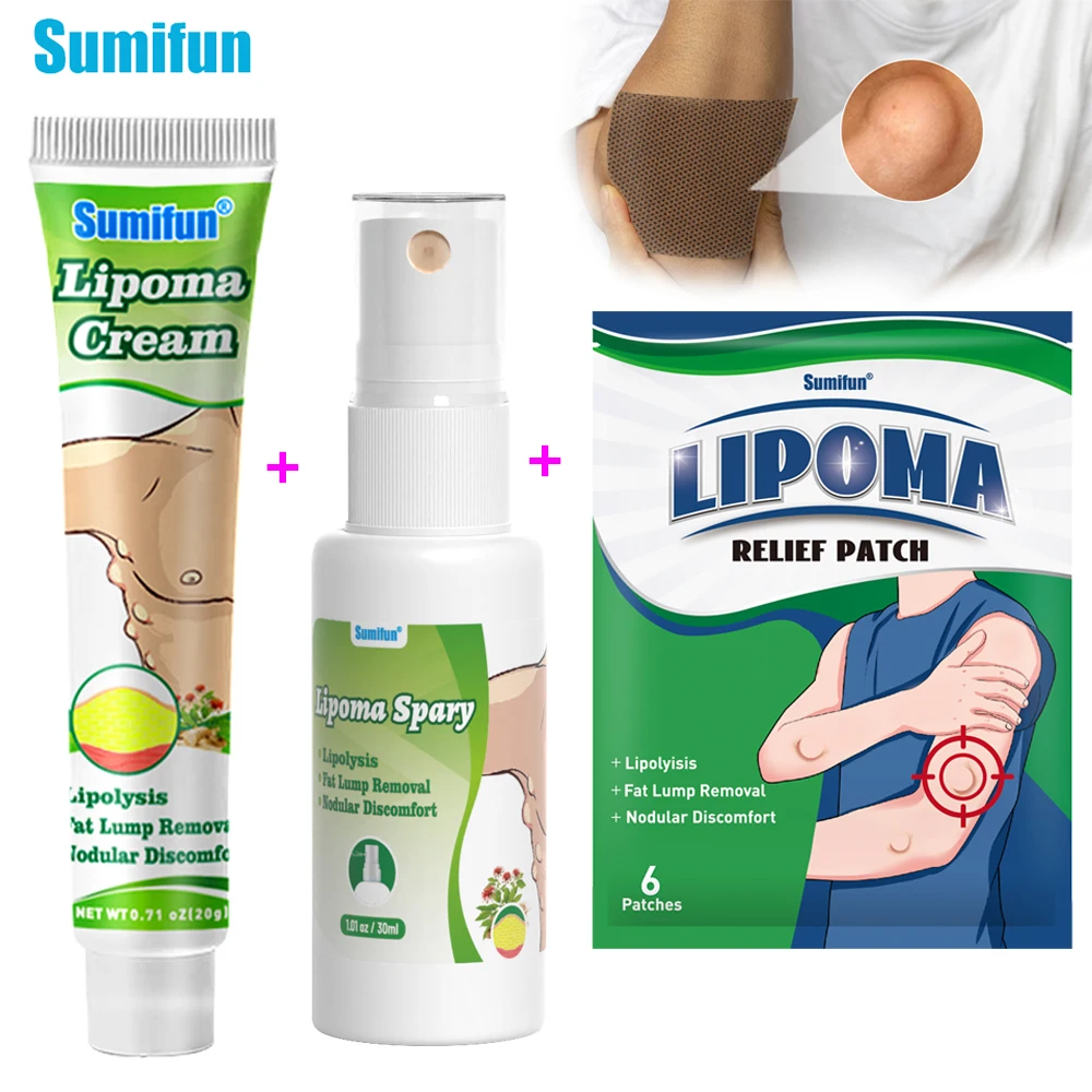 

3Types Lipoma Treatment Spray Remove Tumor Skin Node Swelling Cellulite Cream Lipolysis Fat Lump Body Hard Block Removal Plaster