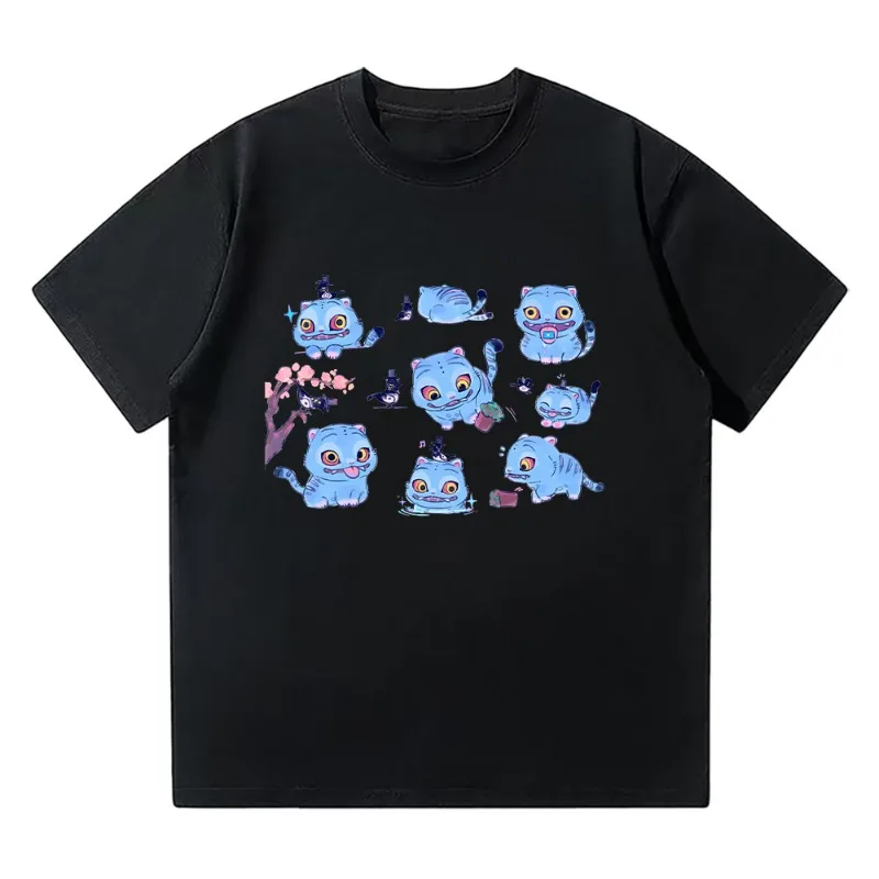 

Kpop Demon Hunters Tiger Футболка Merch Kpop Hunters Tiger Fans Топ Милый подарок с животными Хлопковая футболка унисекс Аниме Эстетическая одежда