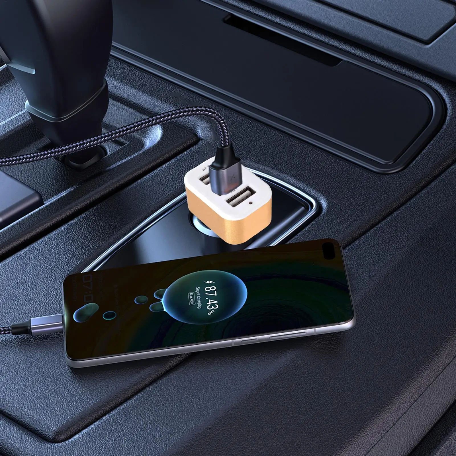 

USB Charger For Car Car Power Adapter With 3 USB Ports Efficient Heat Dissipation Design Automotive Charging Tool For Tablets