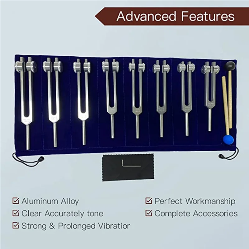 

X59A_Chakra for Healing, 8 Pieces Silver Chakra Tuning Fork for Meditation