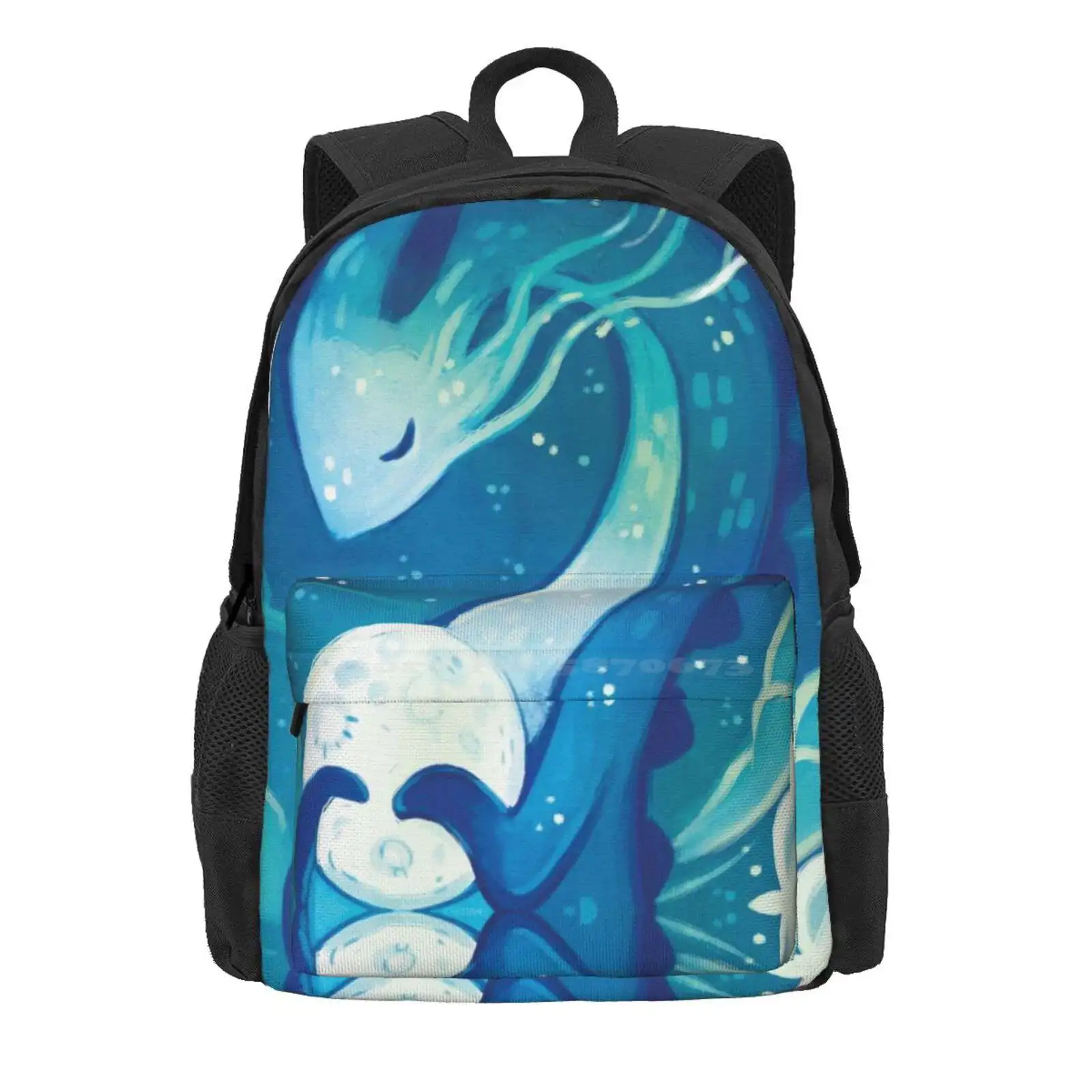 Moon Dragon Hot Sale Schoolbag Backpack Fashion Bags Dragon Moon Anime Manga Cute Childrens Room Blue Clouds Pretty Decorative