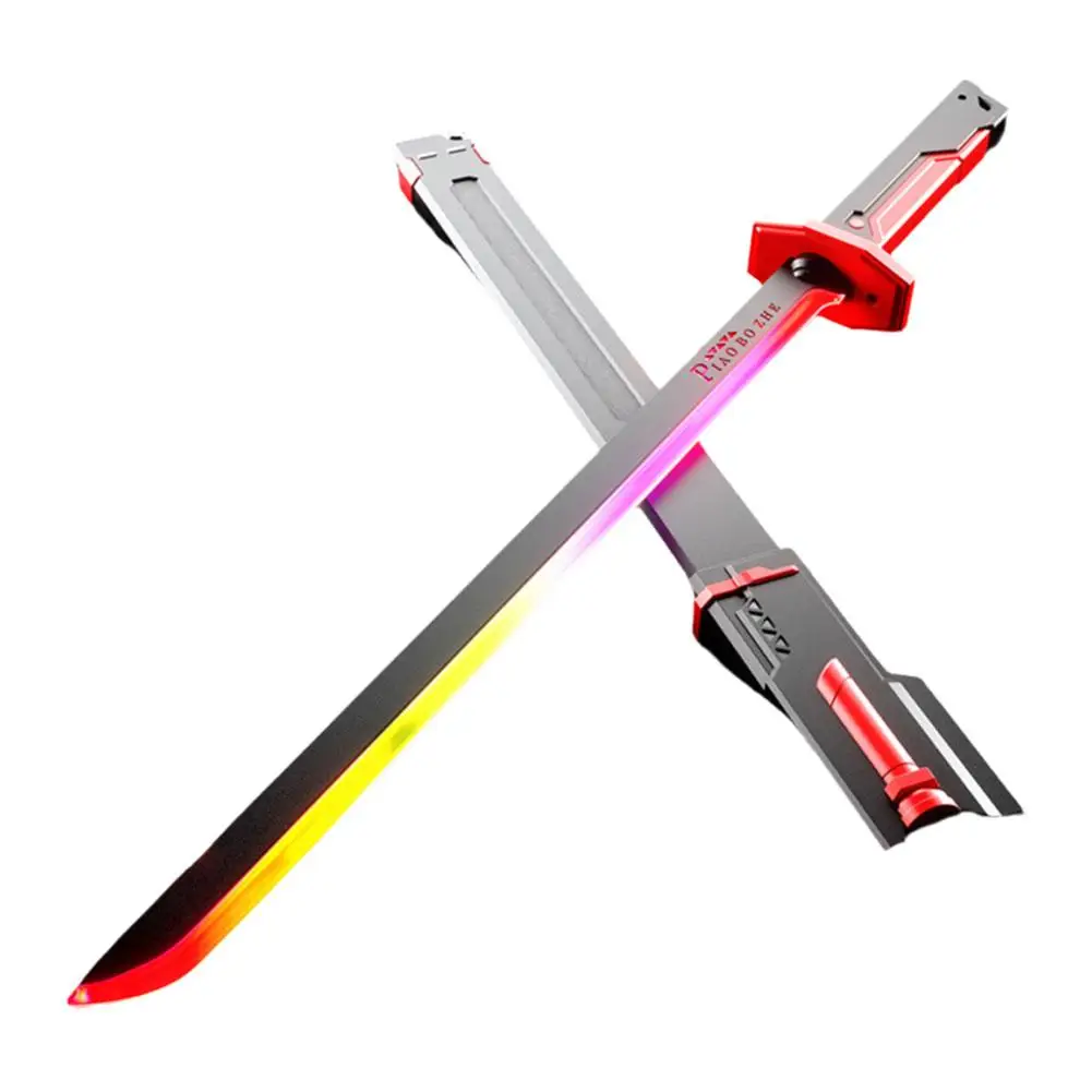 Colorful Streamer Glowing Sword Toys with Spark & Smoke Effect Light Sword Kids Adult Toys Cosplay Katana Sword Prop Toys