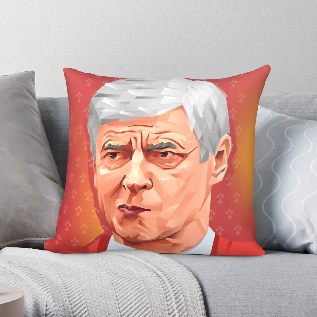 Arsene Wenger Coach Capa de almofada quadrada de poliéster, linho, veludo, criativa, com zíper, decorativa, capa de almofada para casa
