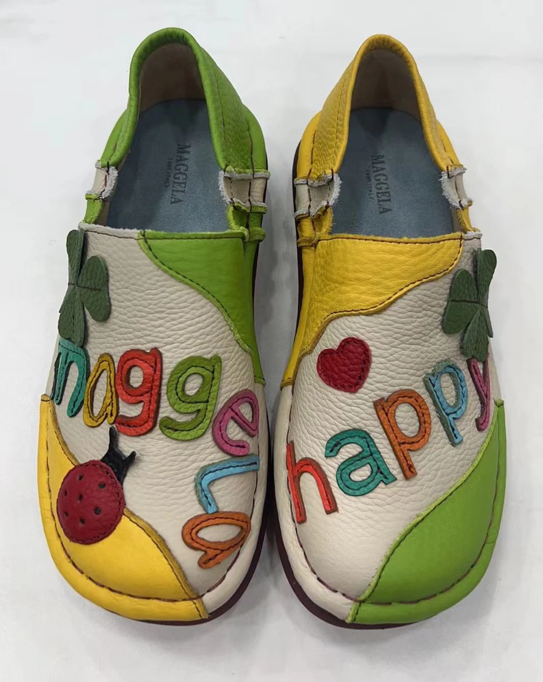 Careaymade-أحذية نسائية من الجلد الطبيعي، أحذية نسائية كاجوال مريحة مصنوعة يدويًا بخياطة سميكة من الأسفل