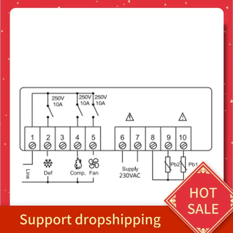 

B44C 6X ETC-974 Mini Temperature Controller Refrigerator Thermostat Regulator Thermoregulator Thermocouple NTC Dual Sensor