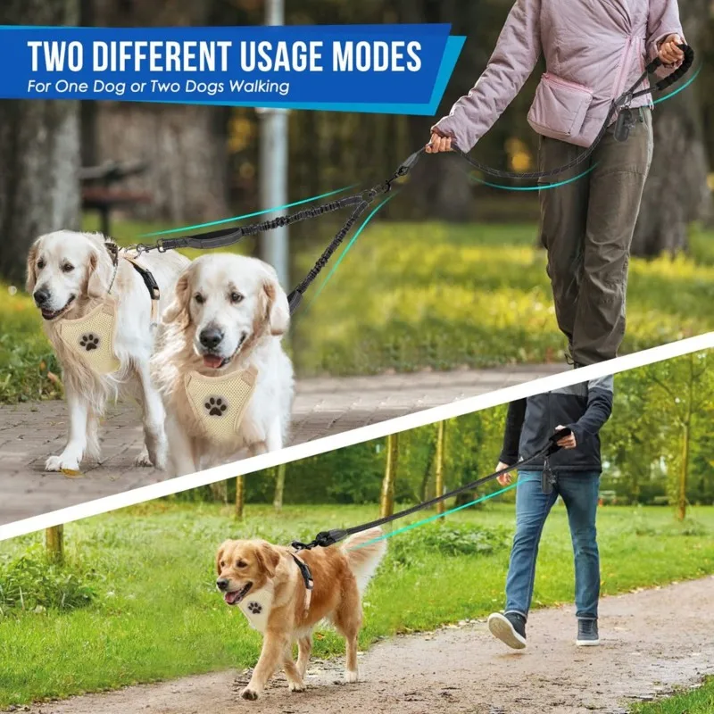 LLCS - Laisse double pour 2 chiens, anti-emmêlement, robuste, 360° °   Laisse réfléchissante pivotante pour petites/moyennes races