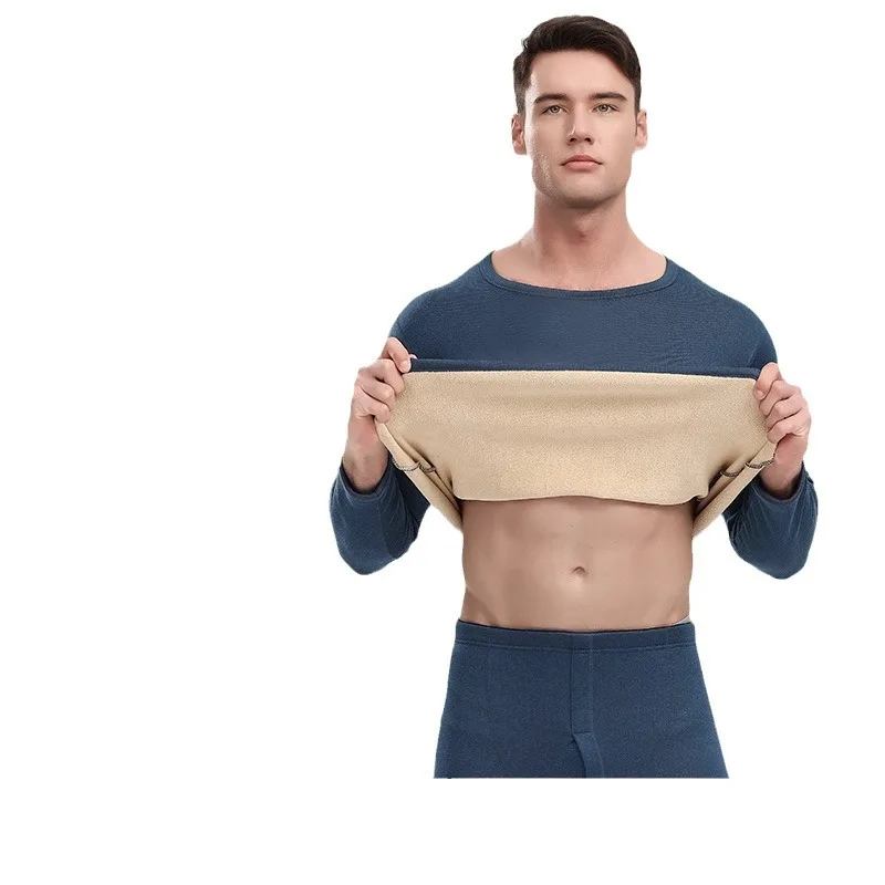 2025 New Lamb Fleece Thermal Underwear for Men, Thickened and Fleece-Lined, Winter New Autumn Tops and Pants Thermal Set