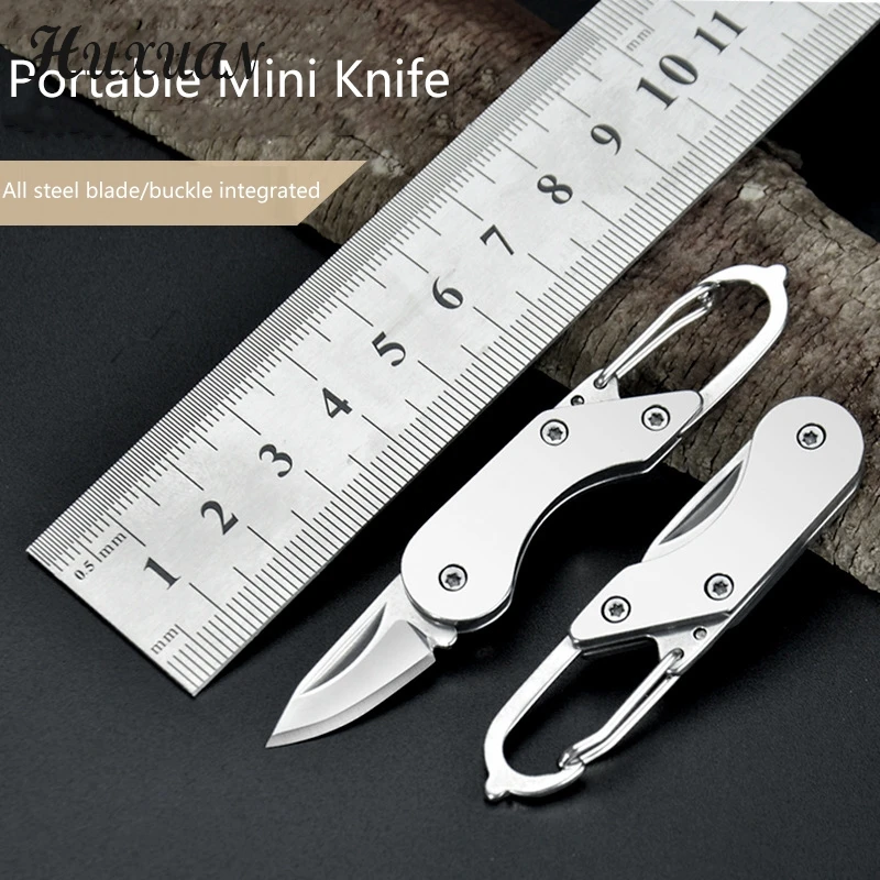 NEW Mini Stainless Steel Lockless Folding Knife Outdoor EDC Fruit Knife Carrying Key Chain And Anti Slip Handle