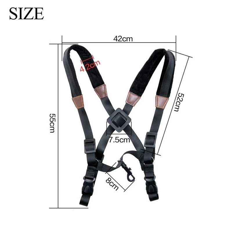 Saxophone Strap,Universal Double Shoulder Leather Strap For Sax, Adjustable Padded Harness Strap For Baritone Tenor Alto image 5
