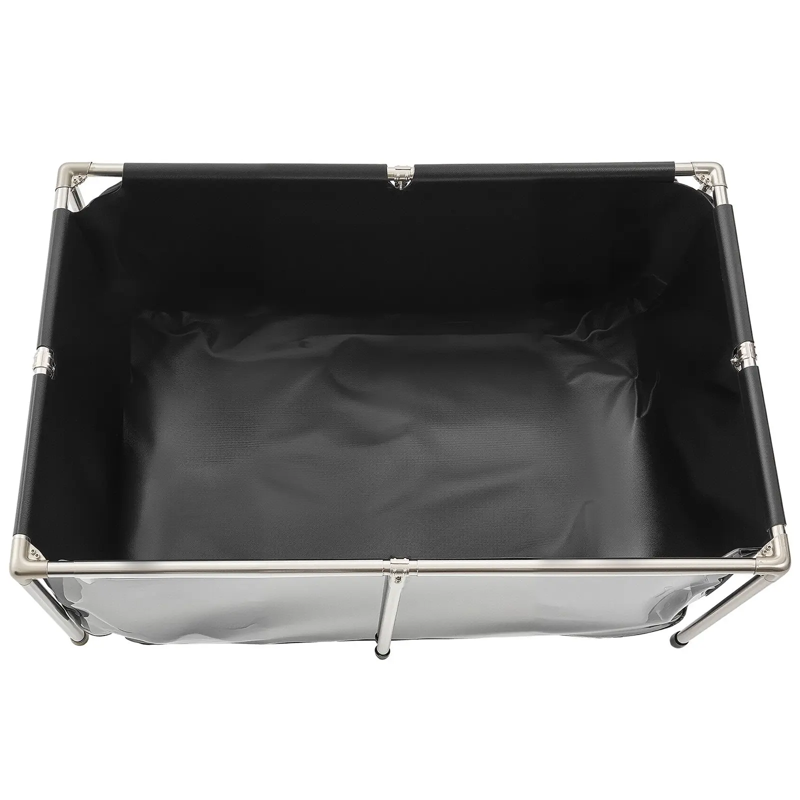 Canvas Fish Pond, 126.8 Gal Above Ground Fish Pond, PVC Koi Tank with Clear Viewing Panel, Rectangular Goldfish Tank with Stainless Steel Frame & Drain Valve, for Breeding Koi, Irrigation(Black)