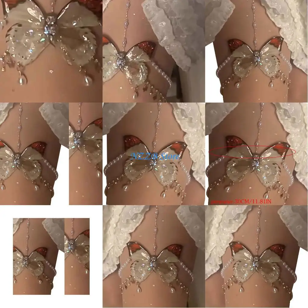 

T21F Adjustable Pearls Wing Thigh Harness Stylish Party Outfits and Cosplay