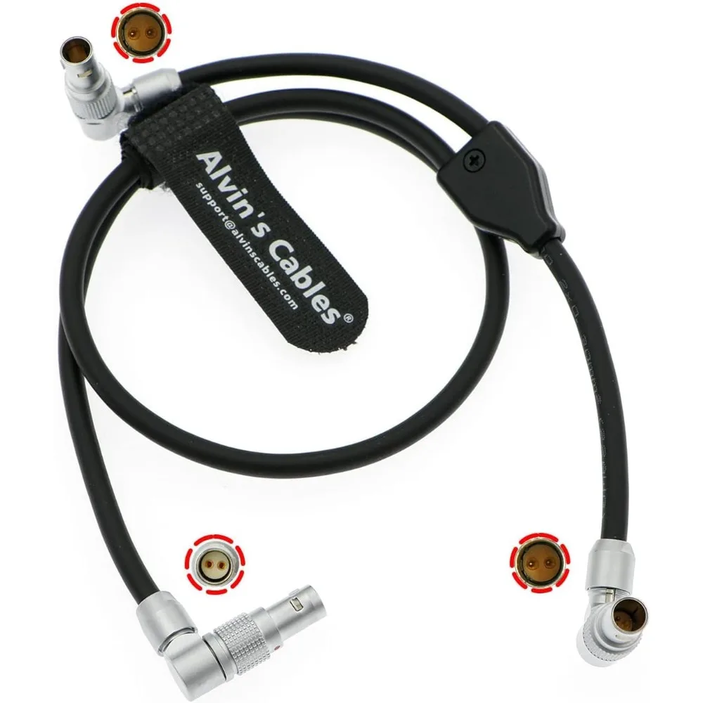Alvin's Cables Power Cable for DJI RS2 RSC RS3 Pro| RED-Komodo Rotatable 2 Pin Male to Adjustable 2 Pin Male & 2 Pin Female Y