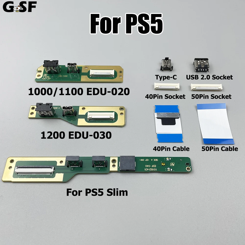 Para PS5 1000/1100/1200 tablero lateral de consola con conector USB TYPE-C/TYPE-A para consola de juegos PS5 EDU-020 030 040 pieza de repuesto