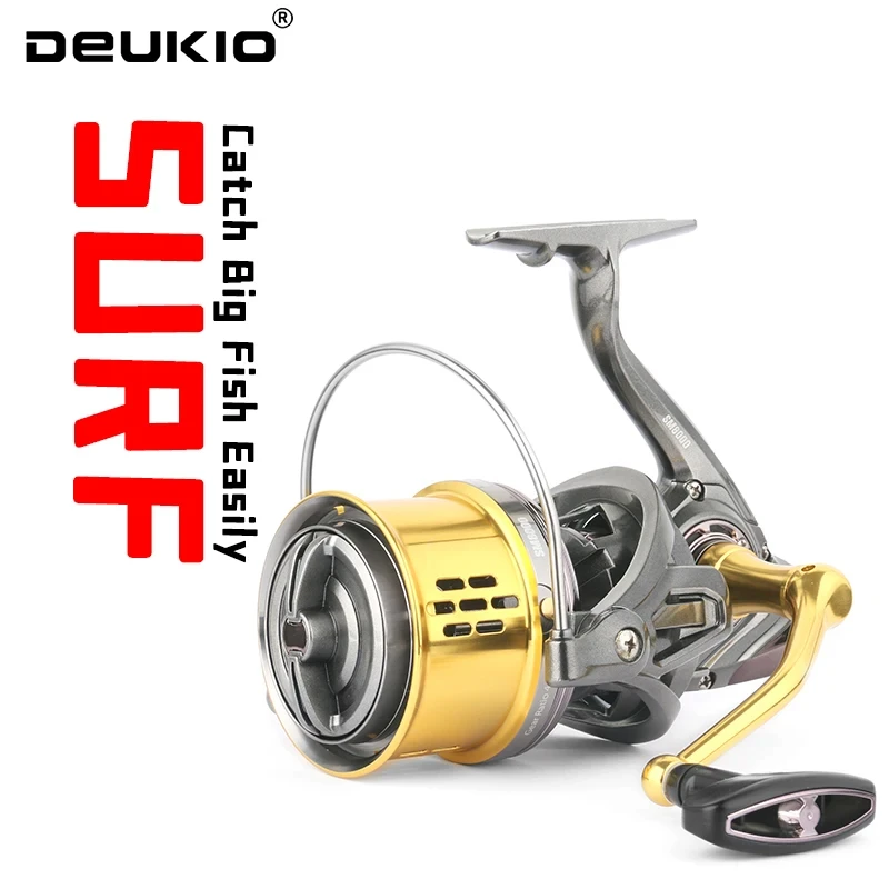 

DEUKIO Fishing Reels 8000 10000 12000 Spinning Reels Drag 20KG Powerful Long Shot Surfcasting Reels Saltwater Fishing Tackle Sea