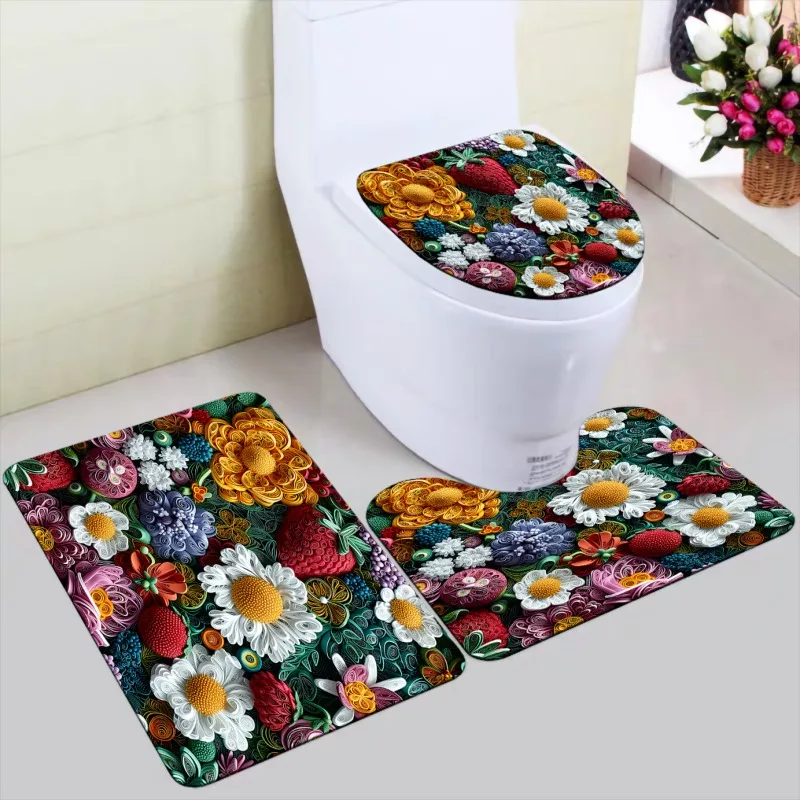 

Набор из 3 предметов: коврик для пола из диатомовой грязи, влаговпитывающий быстросохнущий противоскользящий коврик для ванной комнаты, набор для туалета, ковер.