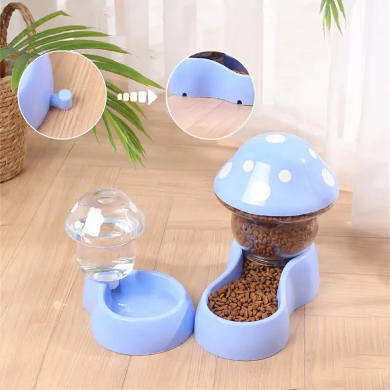 Pet Automatic Feeder Mushroom Type Anti-tipping Food Bowl Drinking Water Bottle Feeding Bowls For Dogs Cats