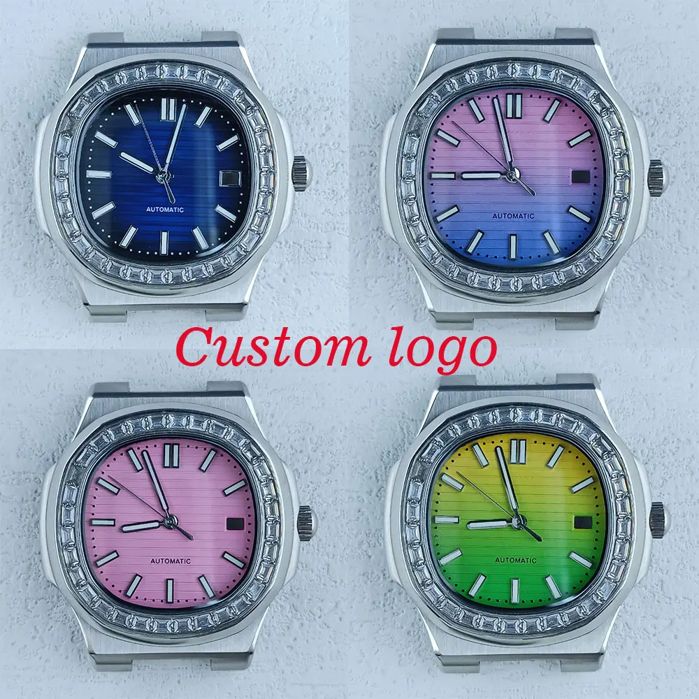 43mm Silver watch case suitable for NH series 35 movement mounting 316L stainless steel sapphire glass 10bar waterproof