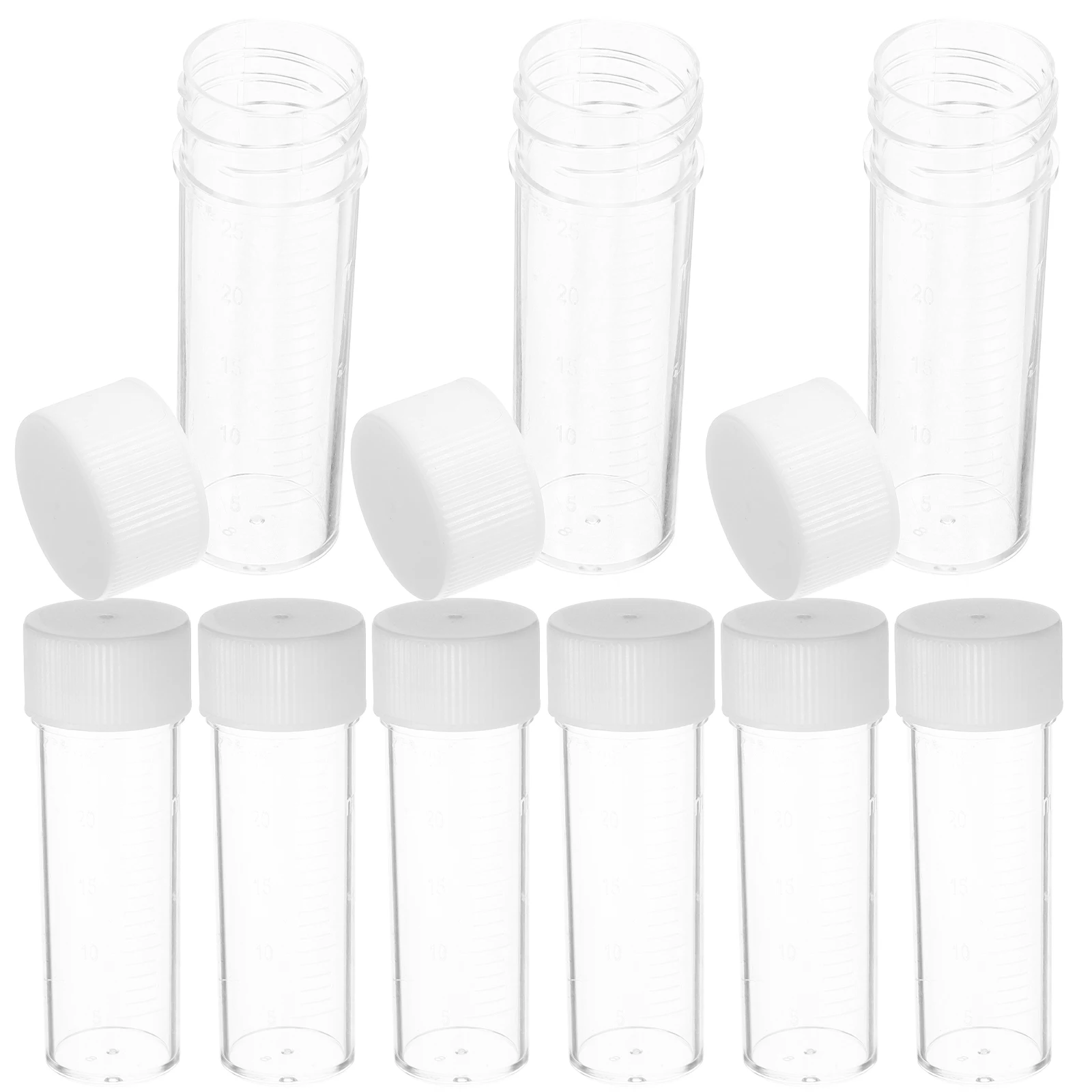 

50 Pcs Tubes Culture Bottles Tubes Vials Caps Plastic Storage Specimen Lab Testing Containers