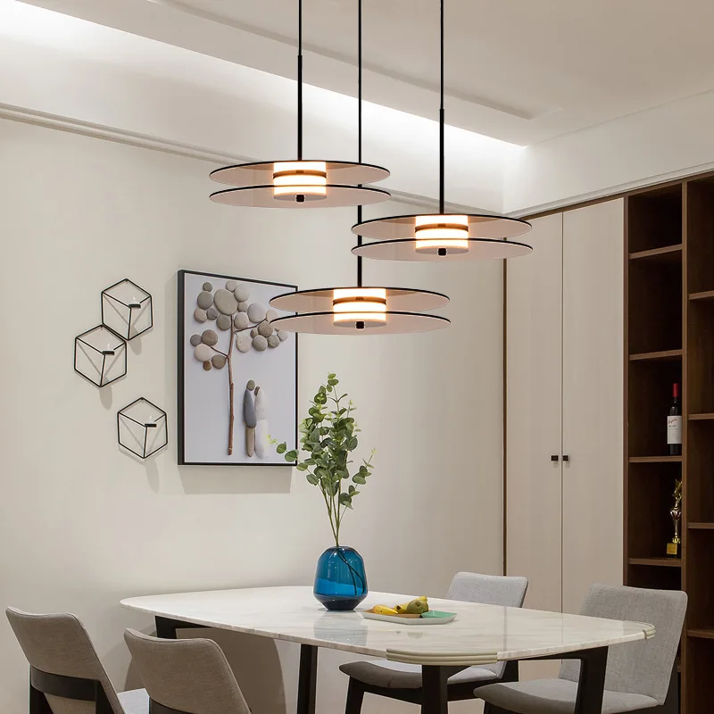 

Nordic Bedside Art Pendant Light Creative Disc Glass Design Led Chandelier Bedroom Table Dining Hanging Lamp Indoor Lighting