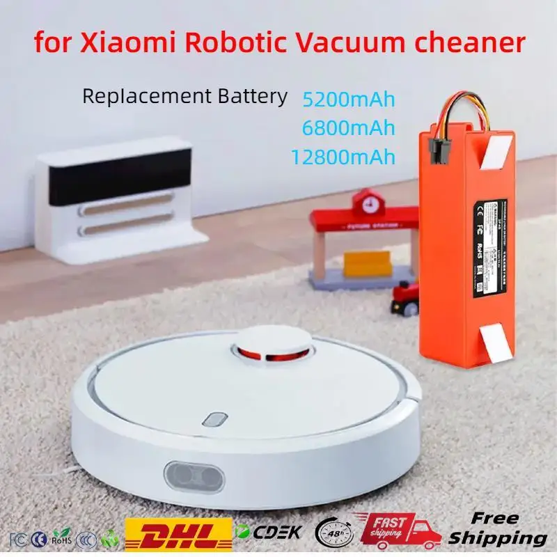 

14.4V 12800mAh Robotic Vacuum Cleaner Replacement Battery For Xiaomi Roborock S55 S60 S65 S50 S51 S5 MAX S6 Parts