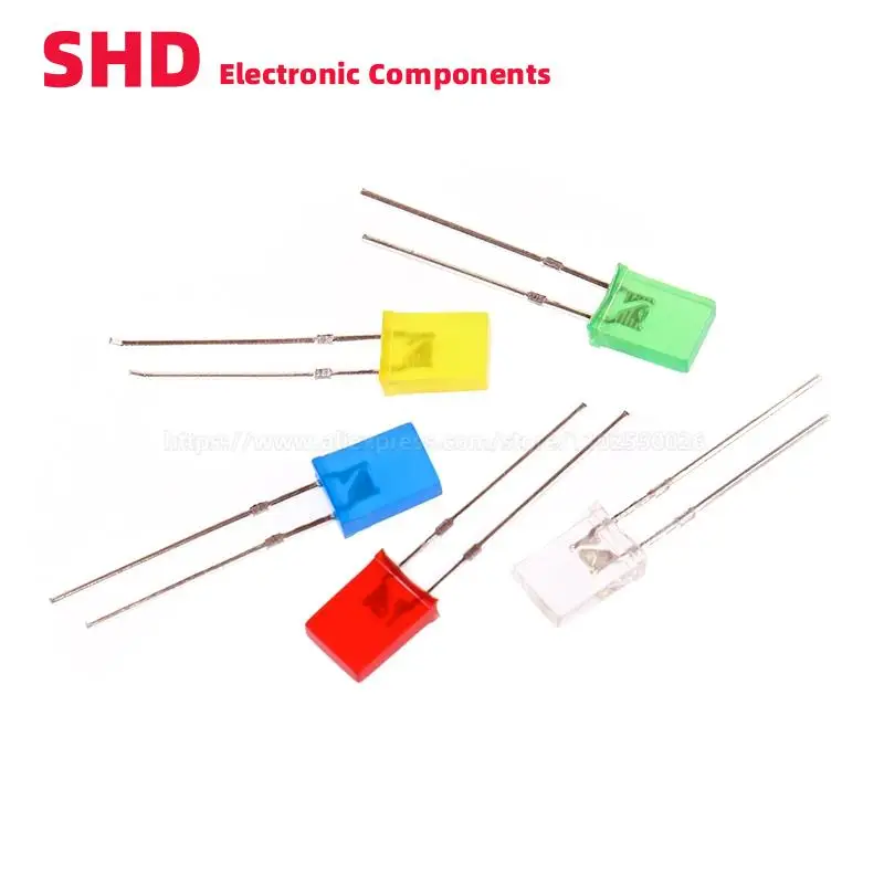 

100PCS 2x5x7 Rectangular LED Emitting Diode Lamp White Red Green Blue Yellow Diffused Color Square DIY Indicator 2*5*7MM