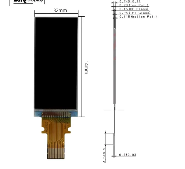1.08-inch semi transparent and semi reflective low-power monochrome constant light display screen 160 * 68 intelligent wearable