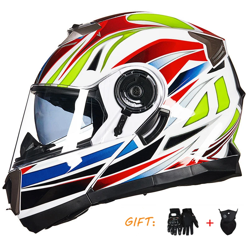 

DOT Approved Crash Full Face Motorbike Helmet Modular Filp Up Racing Helmet Dual Visors Motocross Equipment Capacete De Moto