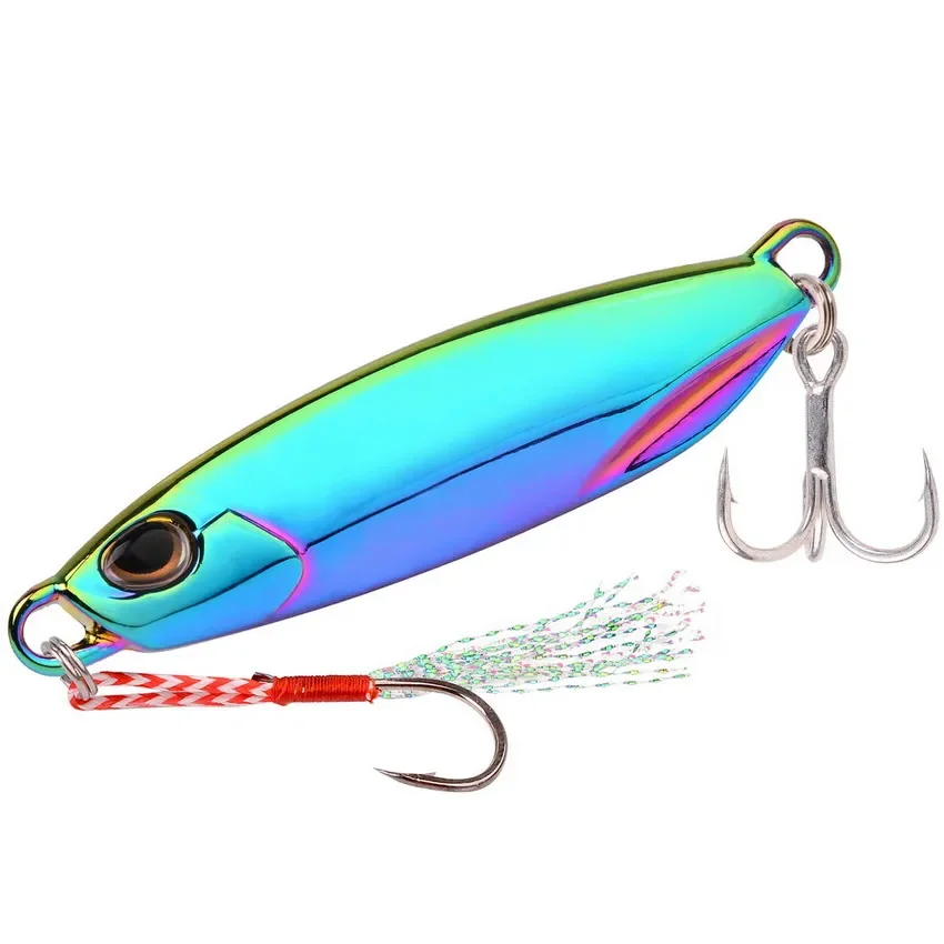 

1pc 7g 10g 15g 20g 30g 40g Spoon Metal Jigs Colourful Fishing Lures with Hooks Electroplated Fishing Lures Bait Mackerel Bass