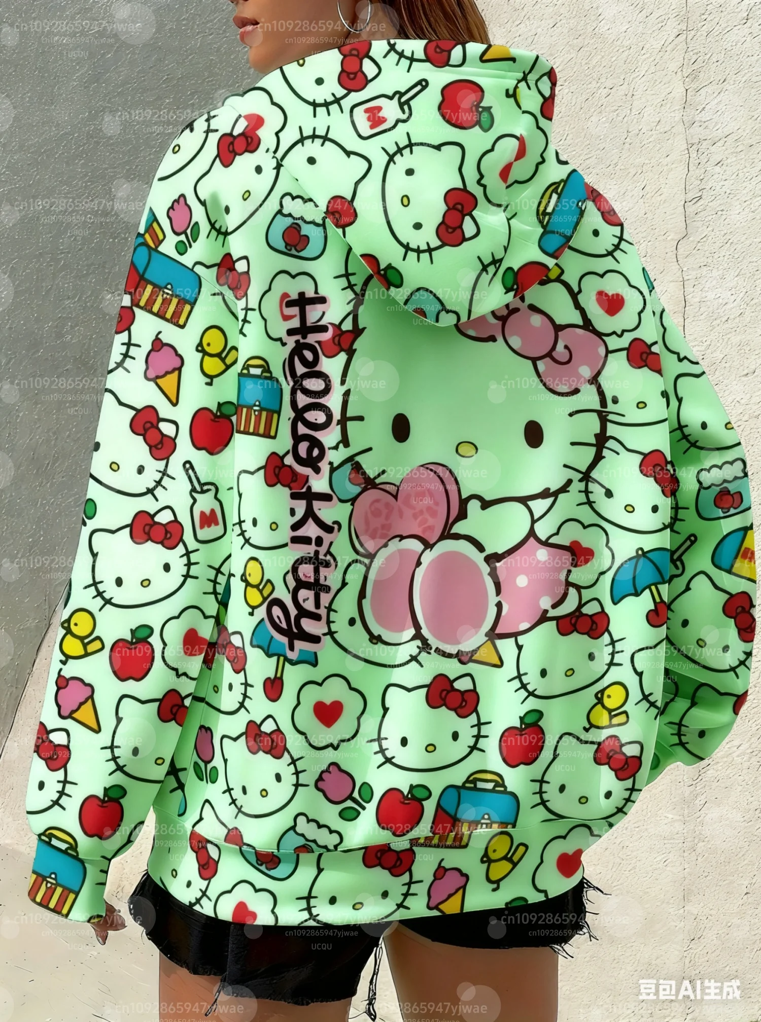2025 ثلاثية الأبعاد الكرتون مرحبا كيتي طباعة المرأة الجرافيك هوديي مقنعين البلوز مقنعين كل مباراة هوديي الإناث النساء الملابس